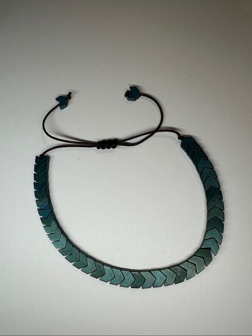 Green Chevron Bead Adjustable Bracelet
